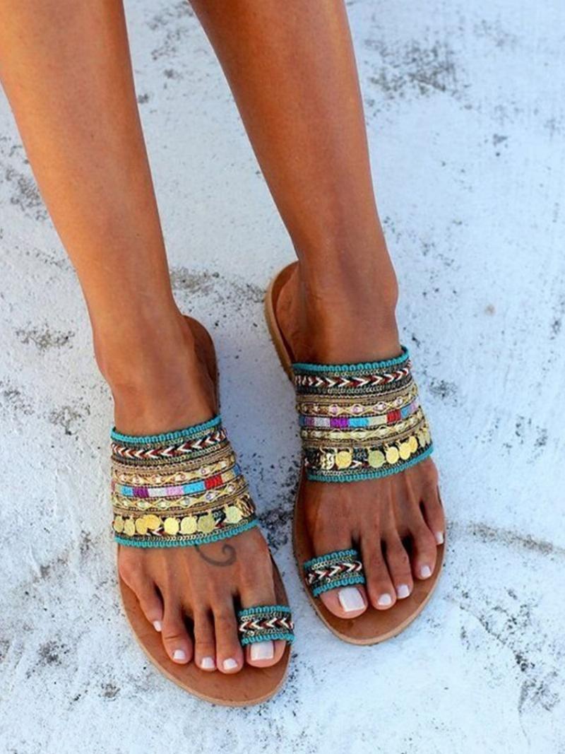 Női Strandszandál Boho Toe Loop Sandal Slides