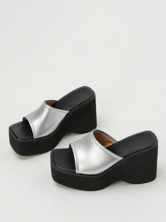 Silver Slide Sandals Női Fémes Platform Sandal Papucs