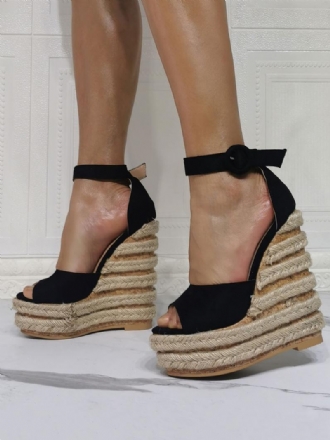 Női Bokapántos Platform Espadrille Wedge Szandál