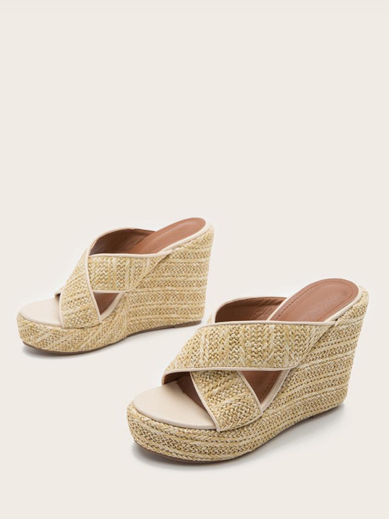 Női Cane Wedge Szandál Platform Nyitott Orrú Criss Cross Csúszdák