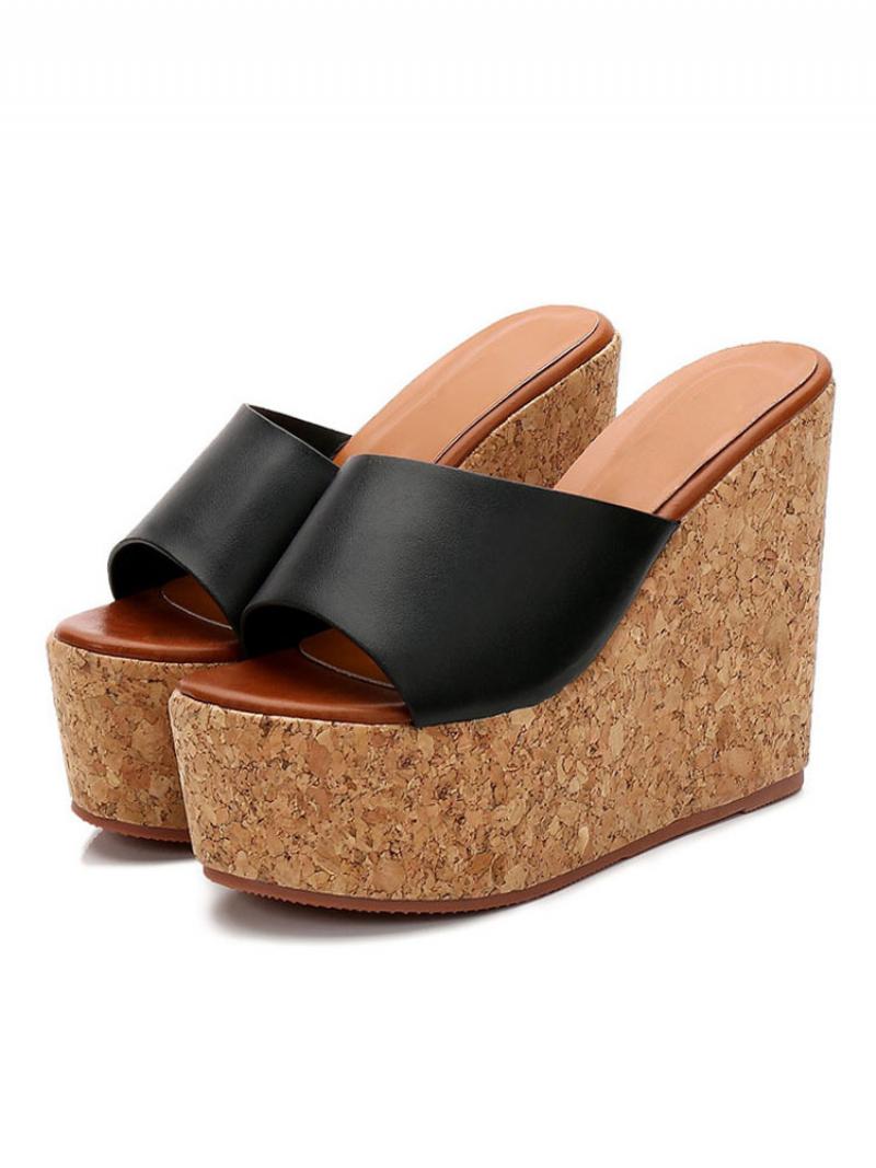 Női Cork Wedge Mule Sarkú Cipő