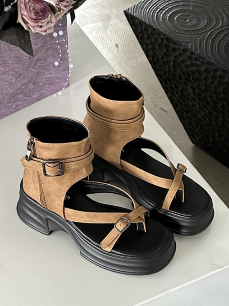 Női Fekete Platformszandál Flip Flop Wedge Szandál - Khaki