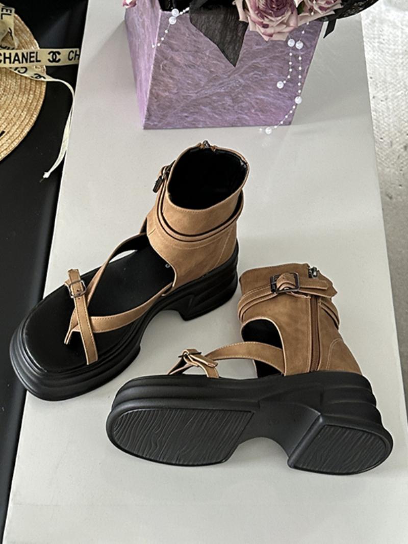 Női Fekete Platformszandál Flip Flop Wedge Szandál - Khaki