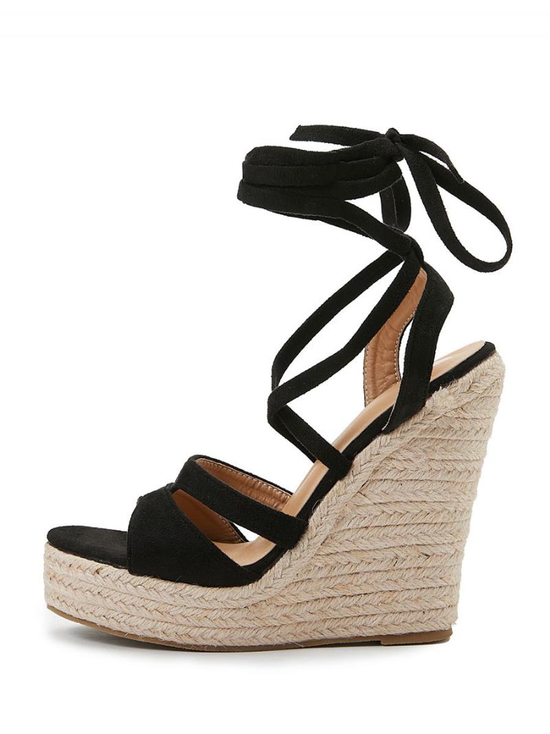 Női Fűzős Espadrille Wedge Szandál