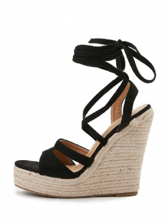 Női Fűzős Espadrille Wedge Szandál