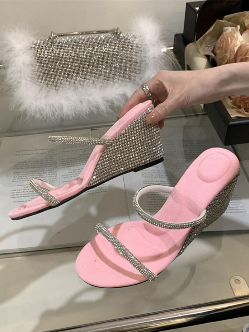 Női Strassz Slingbacks Pu Bőr Ékszandál - Rózsaszín