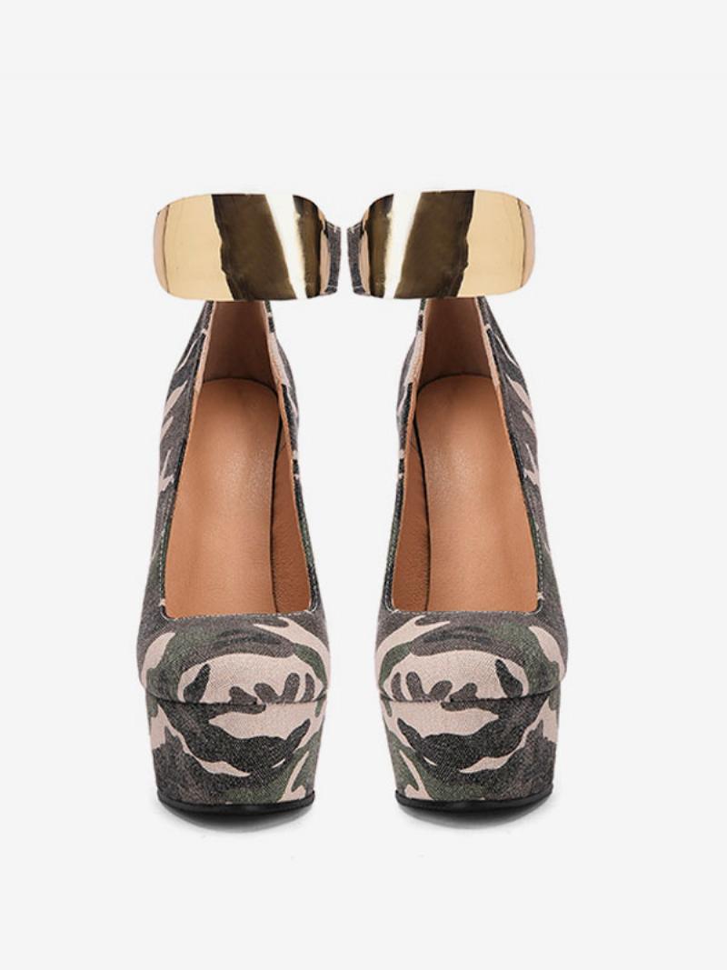 Női Wedge Heels Szexi Cipők Kerek Orrú Textil Ékek - Hunter Green