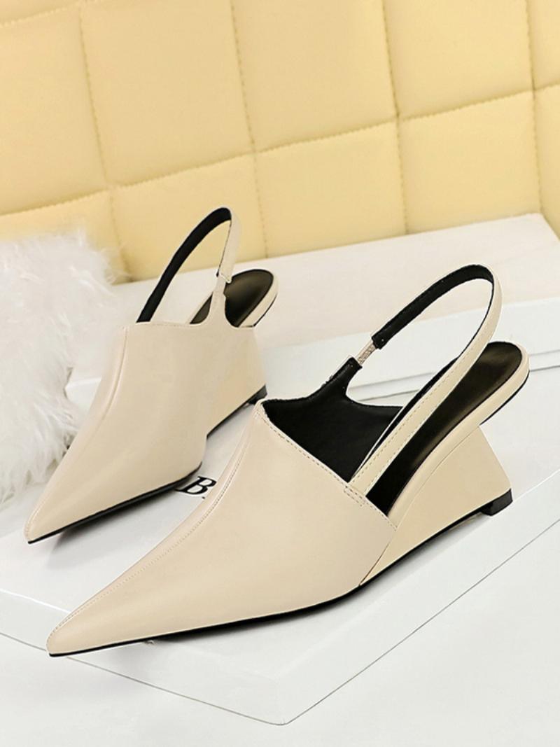 Női Wedge Szandál Fekete Hegyes Orrú Slingback Wedges - Világos Sárga