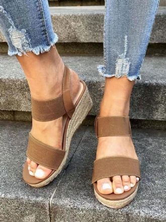 Női Wedgeespadrilles Szandálok Street Wear Pu Bőr Nyitott Orrú Espadrilles