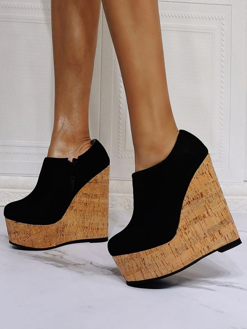 Női Kerek Orrú Wedge Heel Cipók