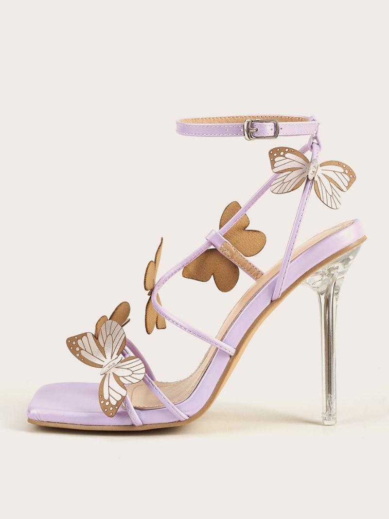 Női Butterfly Boka Steap Heels Esti Szandál Báli Cipő - Halványlila