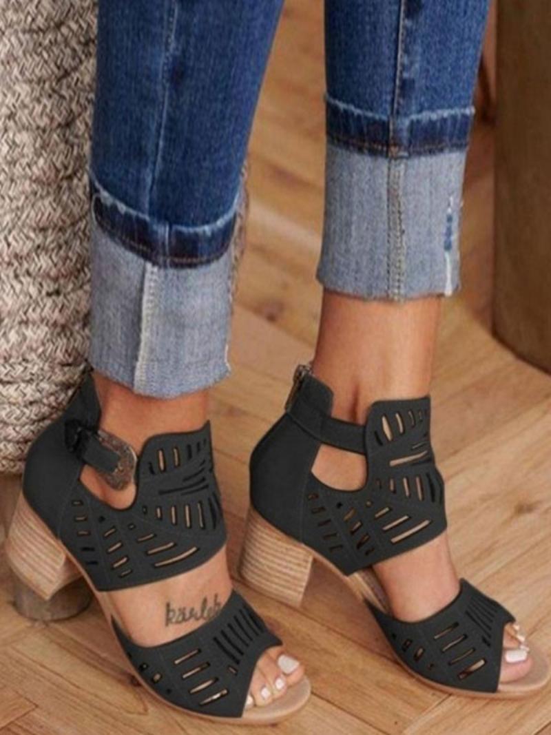 Női Sarkú Szandál Nyitott Orrú Chunky Heel Terry