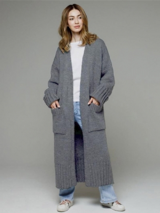 Longline Cardigan Hosszú Ujjú Vállbordás Női Pulóver