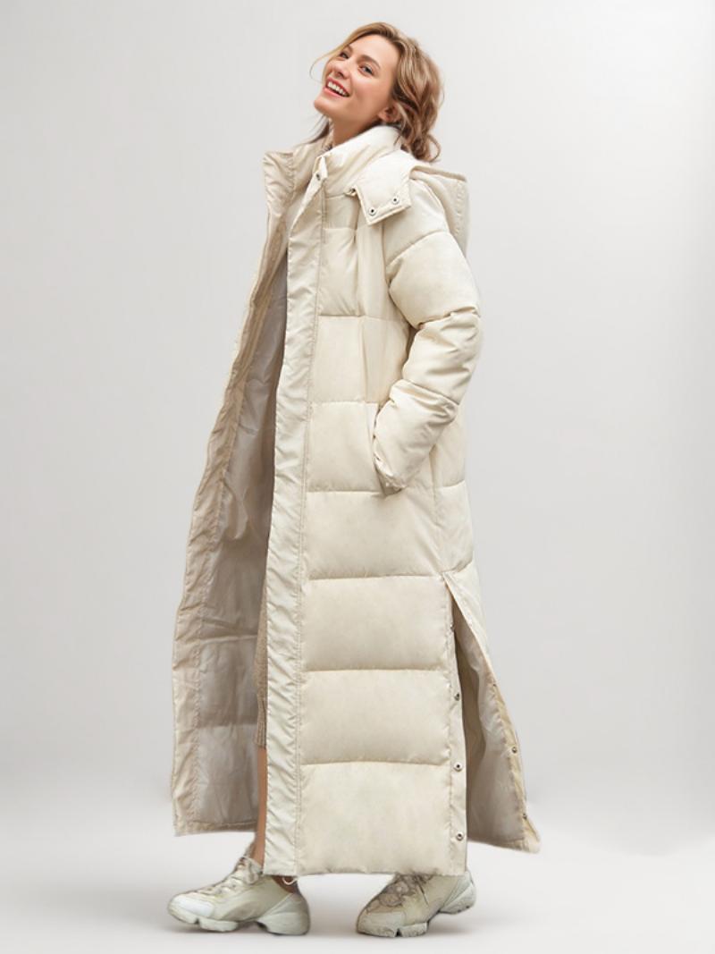 Puffer Coats Ecru White Téli Hosszú Felsőruházat Nőknek