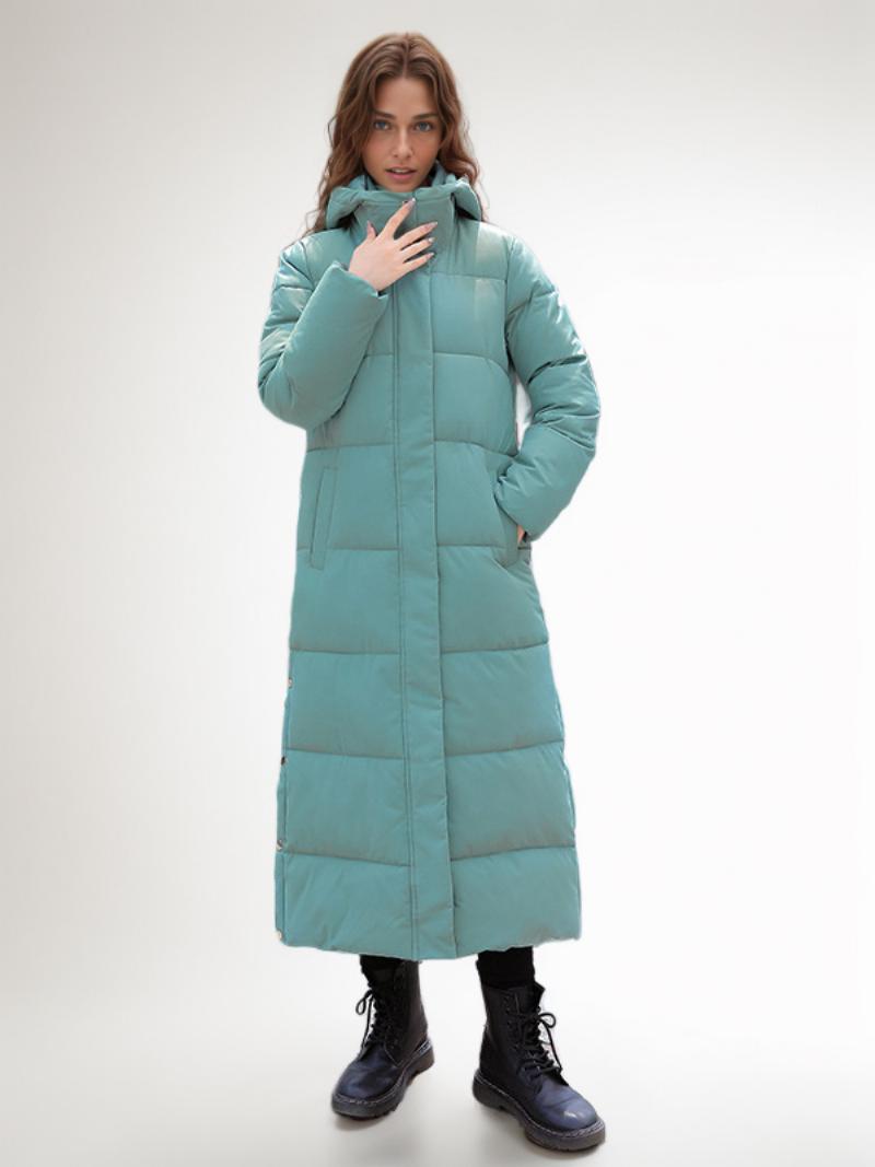 Puffer Coats Ecru White Téli Hosszú Felsőruházat Nőknek - Zöld