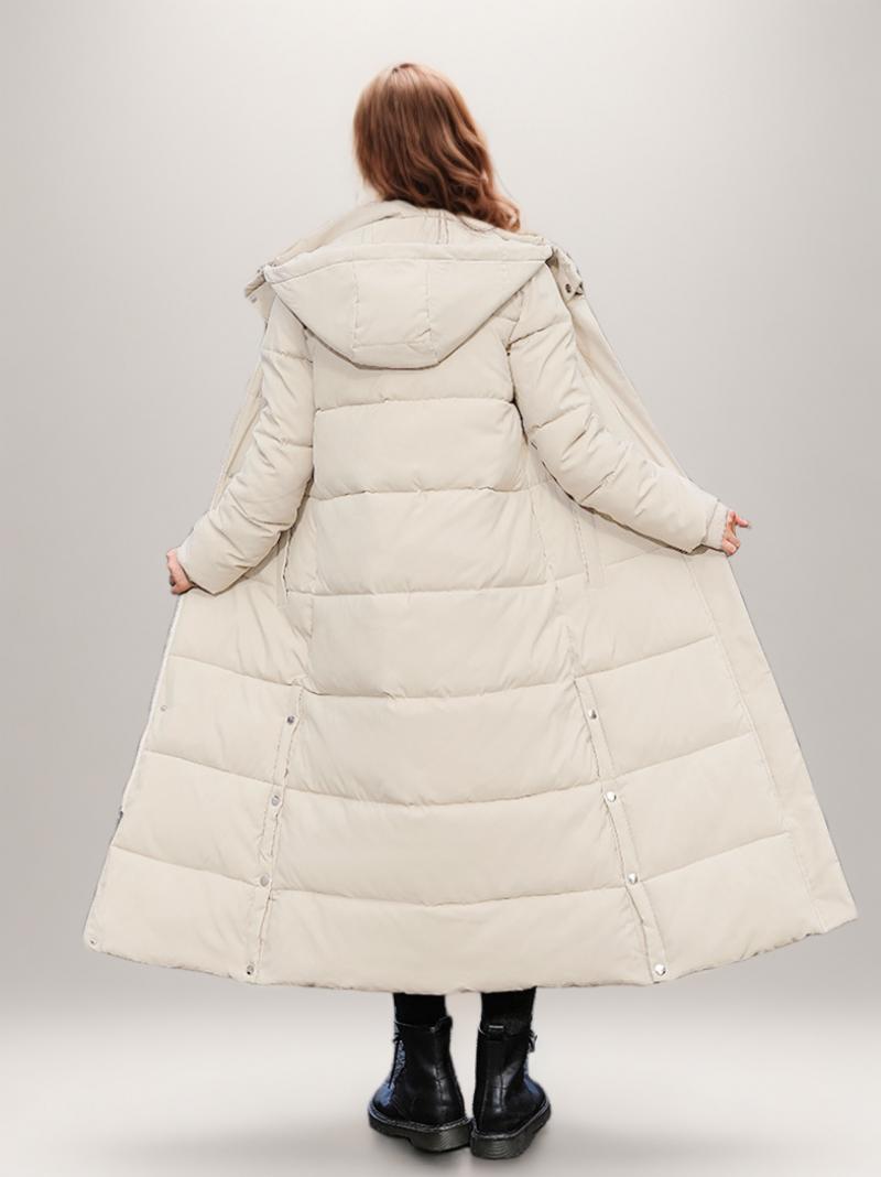 Puffer Coats Ecru White Téli Hosszú Felsőruházat Nőknek - Bézs