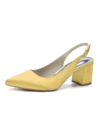 Női Block Heel Slingback Pumps Hegyes Orr