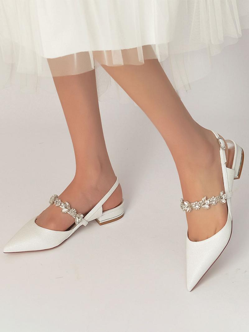 Női Lapos Menyasszonyi Cipő Mary Jane Rhinestones Slingback Pumps