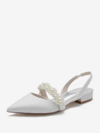 Női Menyasszonyi Cipő Pearls Slingback Flats