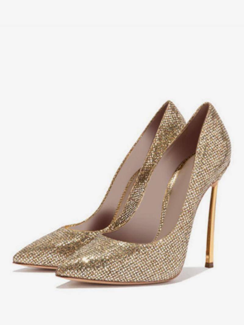 Női Sparkly Gold Evening Pumps Prom Heels