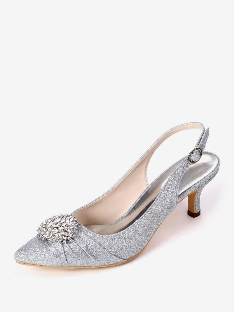 Női Strassz Menyasszonyi Cipő Slingback Kitten Heels