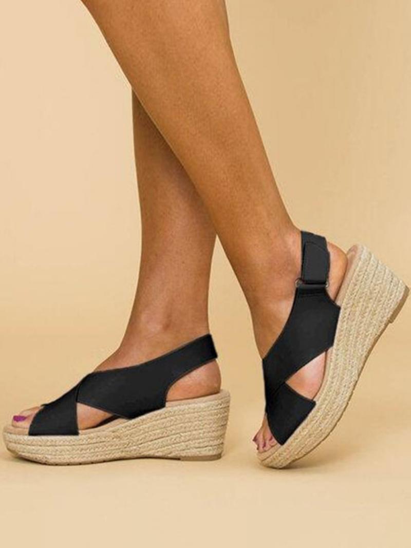 Női Wedge Heels Street Wear Műbőr Nyitott Orrú Boho Esküvői Szandál