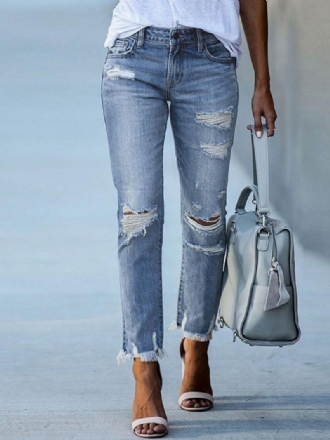 Női Farmer Modern Distressed Skinny Poliészter