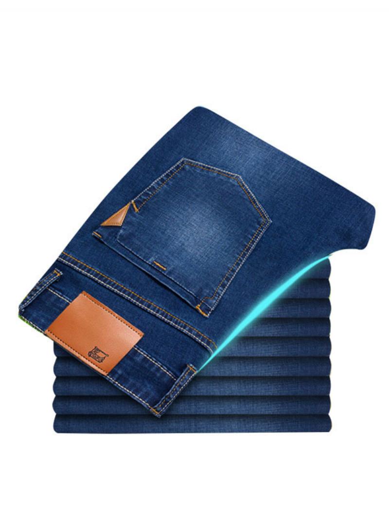 Férfi Jeans Elegáns Distressed Antik Design Skinny Light Sky Blue Farmer Nadrág - Mélykék